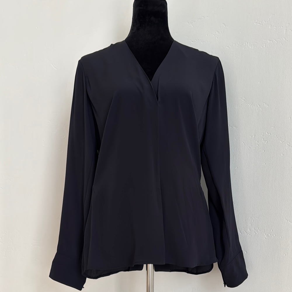 Helmut Lang Black Relaxed V-Neck Blouse
